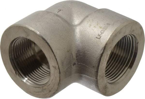 Value Collection - 1" Grade 316/316L Stainless Steel Pipe 90° Elbow - FNPT x FNPT End Connections, 3,000 psi - USA Tool & Supply