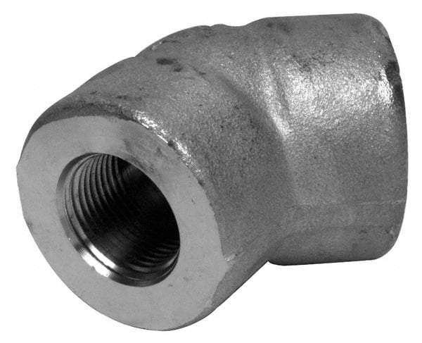 Merit Brass - 2" Grade 316/316L Stainless Steel Pipe 45° Elbow - FNPT x FNPT End Connections, 3,000 psi - USA Tool & Supply