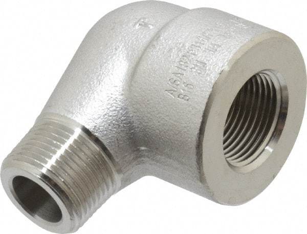Merit Brass - 3/4" Grade 316/316L Stainless Steel Pipe 90° Street Elbow - FNPT x MNPT End Connections, 3,000 psi - USA Tool & Supply