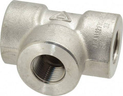 Value Collection - 1/2" Grade 316/316L Stainless Steel Pipe Tee - FNPT x FNPT x FNPT End Connections, 3,000 psi - USA Tool & Supply