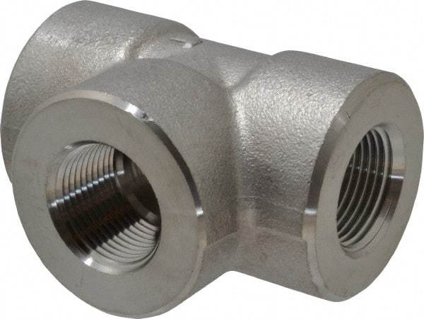 Merit Brass - 3/4" Grade 316/316L Stainless Steel Pipe Tee - FNPT x FNPT x FNPT End Connections, 3,000 psi - USA Tool & Supply