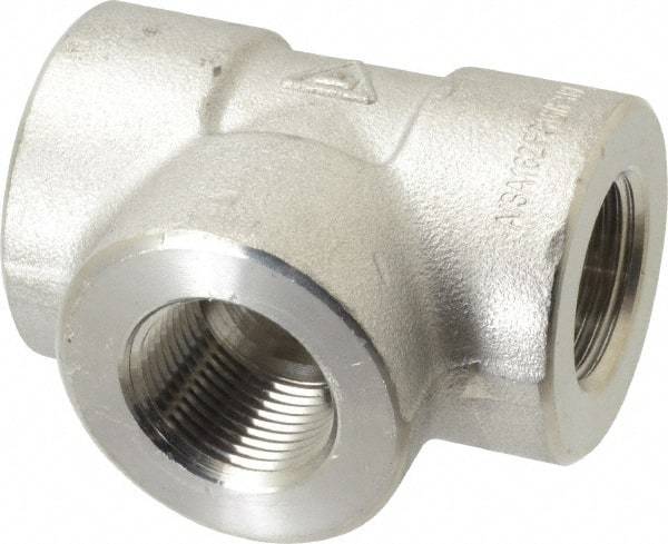 Value Collection - 1" Grade 316/316L Stainless Steel Pipe Tee - FNPT x FNPT x FNPT End Connections, 3,000 psi - USA Tool & Supply