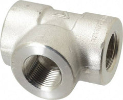 Value Collection - 1" Grade 316/316L Stainless Steel Pipe Tee - FNPT x FNPT x FNPT End Connections, 3,000 psi - USA Tool & Supply