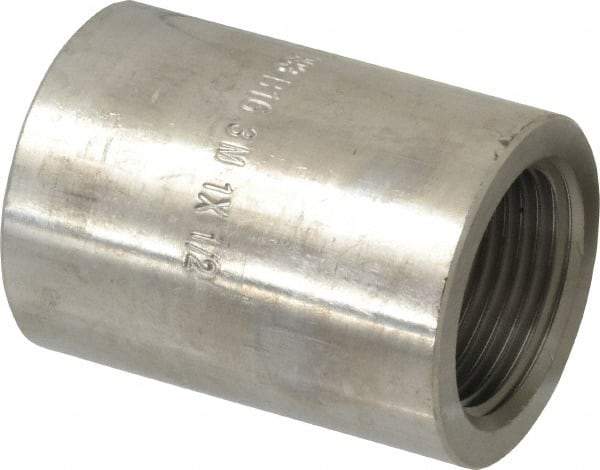 Merit Brass - 1 x 1/2" Grade 316/316L Stainless Steel Pipe Reducer Coupling - FNPT x FNPT End Connections, 3,000 psi - USA Tool & Supply
