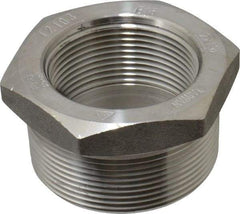 Merit Brass - 2" Grade 316/316L Stainless Steel Pipe Hex Bushing - MNPT x FNPT End Connections, 3,000 psi - USA Tool & Supply