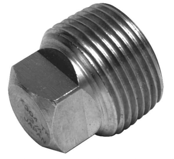 Merit Brass - 2" Grade 316/316L Stainless Steel Pipe Square Head Plug - MNPT End Connections, 3,000 psi - USA Tool & Supply