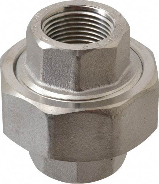 Value Collection - 3/4" Grade 316/316L Stainless Steel Pipe Union - FNPT x FNPT End Connections, 3,000 psi - USA Tool & Supply