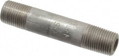 Merit Brass - Schedule 80, 1/8" Pipe x 2" Long, Grade 316/316L Stainless Steel Pipe Nipple - Seamless & Threaded - USA Tool & Supply