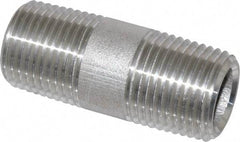 Merit Brass - Schedule 80, 1/2" Pipe x 2" Long, Grade 316/316L Stainless Steel Pipe Nipple - Seamless & Threaded - USA Tool & Supply