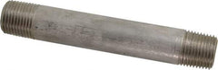 Merit Brass - Schedule 80, 1/2" Pipe x 5" Long, Grade 316/316L Stainless Steel Pipe Nipple - Seamless & Threaded - USA Tool & Supply