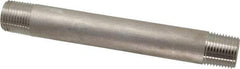 Merit Brass - Schedule 80, 1/2" Pipe x 6" Long, Grade 316/316L Stainless Steel Pipe Nipple - Seamless & Threaded - USA Tool & Supply