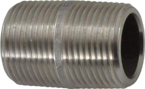 Merit Brass - Schedule 80, 3/4" Pipe x 1-1/2" Long, Grade 316/316L Stainless Steel Pipe Nipple - Seamless & Threaded - USA Tool & Supply