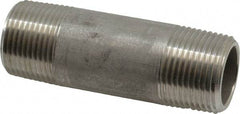 Merit Brass - Schedule 80, 3/4" Pipe x 3" Long, Grade 316/316L Stainless Steel Pipe Nipple - Seamless & Threaded - USA Tool & Supply