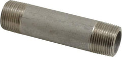 Merit Brass - Schedule 80, 3/4" Pipe x 4" Long, Grade 316/316L Stainless Steel Pipe Nipple - Seamless & Threaded - USA Tool & Supply