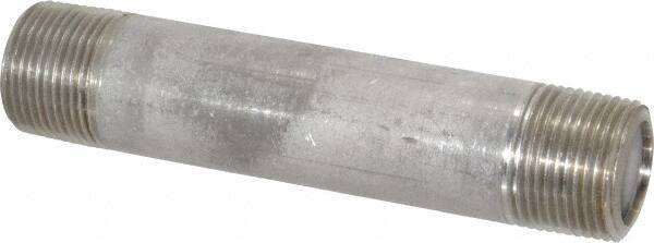 Merit Brass - Schedule 80, 1" Pipe x 6" Long, Grade 316/316L Stainless Steel Pipe Nipple - Seamless & Threaded - USA Tool & Supply