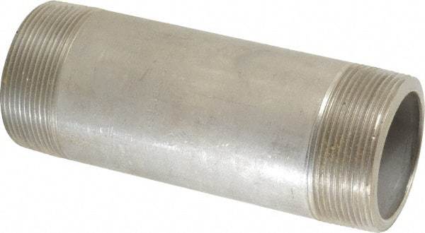 Merit Brass - Schedule 80, 2" Pipe x 6" Long, Grade 316/316L Stainless Steel Pipe Nipple - Seamless & Threaded - USA Tool & Supply