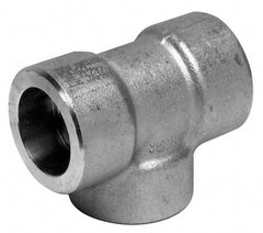 Merit Brass - 1-1/2" Grade 316/316L Stainless Steel Pipe Tee - Socket Weld x Socket Weld x Socket Weld End Connections, 3,000 psi - USA Tool & Supply