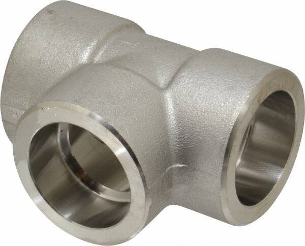Merit Brass - 1" Grade 316/316L Stainless Steel Pipe Tee - Socket Weld x Socket Weld x Socket Weld End Connections, 3,000 psi - USA Tool & Supply