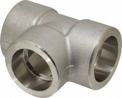 Merit Brass - 1" Grade 316/316L Stainless Steel Pipe Tee - Socket Weld x Socket Weld x Socket Weld End Connections, 3,000 psi - USA Tool & Supply