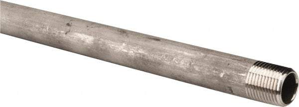 Merit Brass - Schedule 40, 1/2" Pipe x 24" Long, Grade 304/304L Stainless Steel Pipe Nipple - Welded & Threaded - USA Tool & Supply