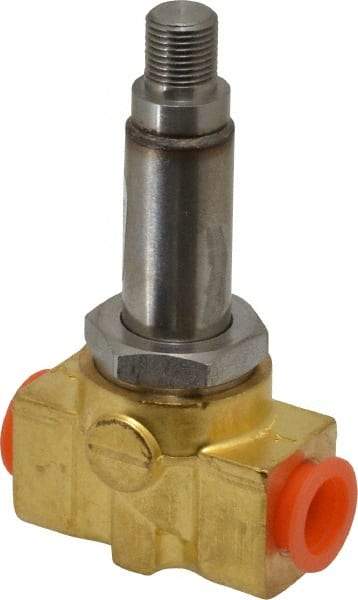 Parker - 1/4" Port, Brass Solenoid Valve - Closed, PCTFE Seal - USA Tool & Supply