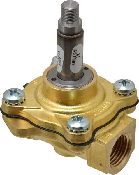 Parker - 1/2" Port, Brass Solenoid Valve - Closed, NBR Seal - USA Tool & Supply
