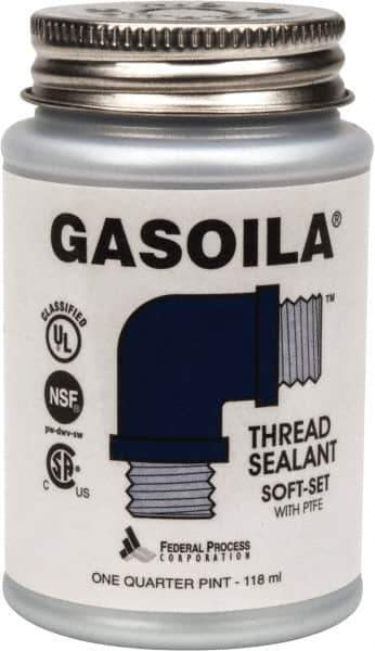 Federal Process - 1/4 Pt Brush Top Can Blue/Green Easy Seal Applicator with Gasoila Soft-Set - 600°F Max Working Temp - USA Tool & Supply