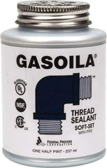 Federal Process - 1/2 Pt Brush Top Can Blue/Green Easy Seal Applicator with Gasoila Soft-Set - 600°F Max Working Temp - USA Tool & Supply