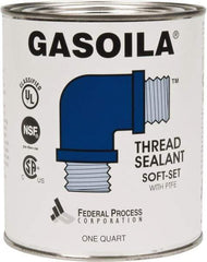 Federal Process - 1 Qt Flat Top Can Blue/Green Easy Seal Applicator with Gasoila Soft-Set - 600°F Max Working Temp - USA Tool & Supply