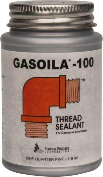 Federal Process - 1/4 Pt Brush Top Can Black Federal Gasoila-100 Thread Sealant - 450°F Max Working Temp - USA Tool & Supply