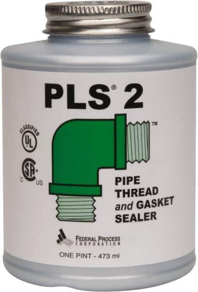 Federal Process - 1 Pt Brush Top Can Gray Federal PLS-2 Premium Thread & Gasket Sealant - 600°F Max Working Temp - USA Tool & Supply