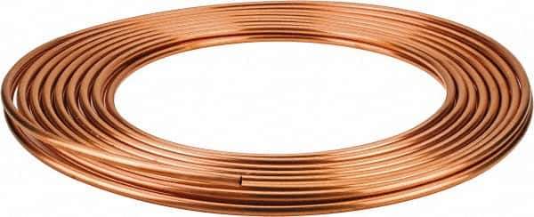 Mueller Industries - 50' Long, 1/4" OD x 0.19" ID, Copper Seamless Tube - 0.03" Wall Thickness - USA Tool & Supply