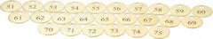 Value Collection - 1" High x 1" Long, 51 to 75, English Safety & Facility Numbered Tag - 1 Side, Brass - USA Tool & Supply