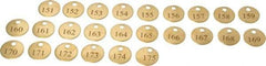 Value Collection - 1" High x 1" Long, 151 to 175, English Safety & Facility Numbered Tag - 1 Side, Brass - USA Tool & Supply