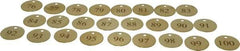 Value Collection - 1-1/2" High x 1-1/2" Long, 76 to 100, English Safety & Facility Numbered Tag - 1 Side, Brass - USA Tool & Supply