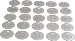 Value Collection - 1-1/4" High x 1-1/4" Long, 26 to 50, English Safety & Facility Numbered Tag - 1 Side, Aluminum - USA Tool & Supply