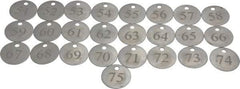 Value Collection - 1-1/4" High x 1-1/4" Long, 51 to 75, English Safety & Facility Numbered Tag - 1 Side, Aluminum - USA Tool & Supply