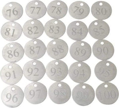 Value Collection - 1-1/4" High x 1-1/4" Long, 76 to 100, English Safety & Facility Numbered Tag - 1 Side, Aluminum - USA Tool & Supply