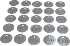 Value Collection - 1-1/4" High x 1-1/4" Long, 176 to 200, English Safety & Facility Numbered Tag - 1 Side, Aluminum - USA Tool & Supply
