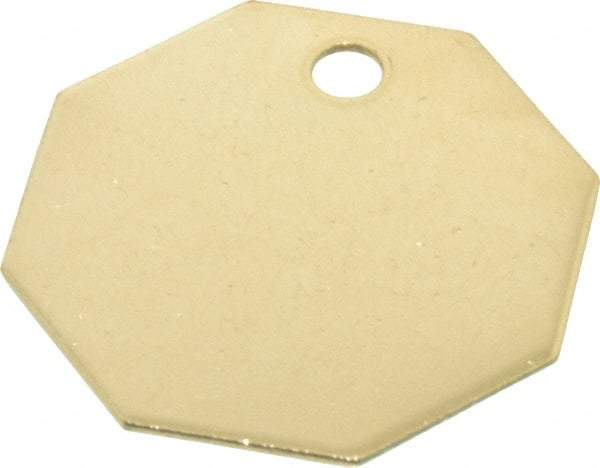 C.H. Hanson - 1-1/2 Inch Diameter, Octagonal, Brass Blank Metal Tag - Blank, 25 Pieces - USA Tool & Supply