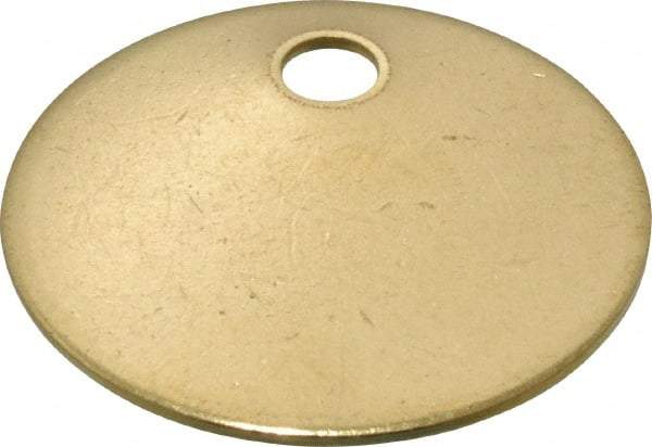 C.H. Hanson - 1-1/4 Inch Diameter, Round, Brass Blank Metal Tag - Blank, 50 Pieces - USA Tool & Supply