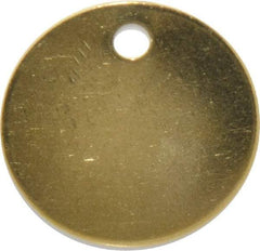 C.H. Hanson - 1-3/8 Inch Diameter, Round, Brass Blank Metal Tag - Blank, 50 Pieces - USA Tool & Supply