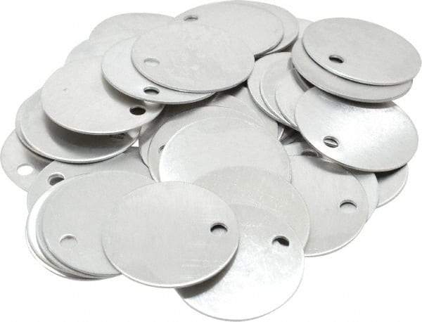 C.H. Hanson - 1-1/2 Inch Diameter, Round, Aluminum Blank Metal Tag - Blank, 50 Pieces - USA Tool & Supply