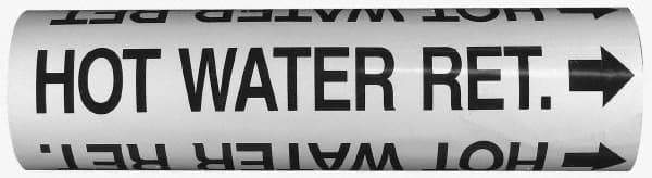 Made in USA - Pipe Marker with Ammonia Legend and Arrow Graphic - 2-1/2 to 3-1/4" Pipe Outside Diam, Black on Yellow - USA Tool & Supply