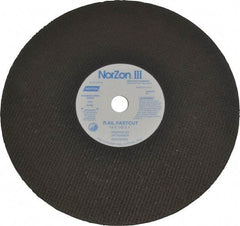 Norton - 14" 24 Grit Zirconia Alumina Cutoff Wheel - 1/8" Thick, 1" Arbor, 5,400 Max RPM, Use with Electric & Gas Powered Saws - USA Tool & Supply