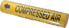 Made in USA - Pipe Marker with Compressed Air Legend and Arrow Graphic - 2-1/2 to 3-1/4" Pipe Outside Diam, Black on Yellow - USA Tool & Supply