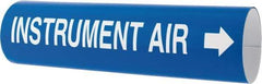 Made in USA - Pipe Marker with Instrument Air Legend and Arrow Graphic - 4-5/8 to 5-7/8" Pipe Outside Diam, White on Blue - USA Tool & Supply