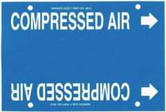 Made in USA - Pipe Marker with Compressed Air Legend and Arrow Graphic - 6 to 8" Pipe Outside Diam, White on Blue - USA Tool & Supply
