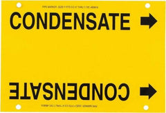 Made in USA - Pipe Marker with Condensate Legend and Arrow Graphic - 6 to 8" Pipe Outside Diam, Black on Yellow - USA Tool & Supply