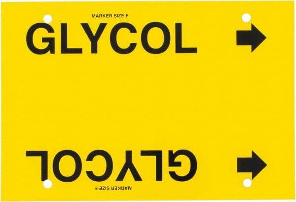 Made in USA - Pipe Marker with Glycol Legend and Arrow Graphic - 6 to 8" Pipe Outside Diam, Black on Yellow - USA Tool & Supply